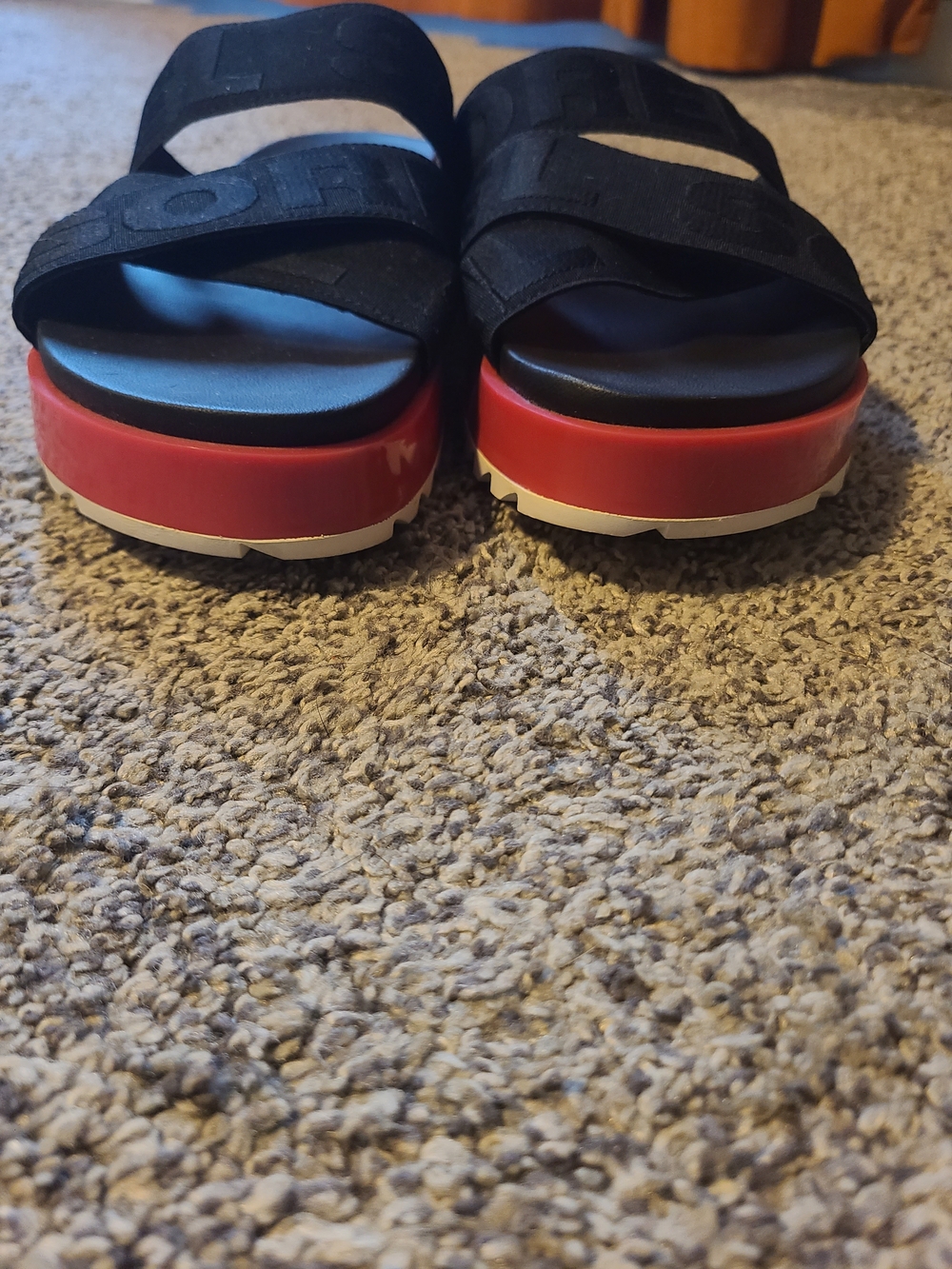 Sorel Black and Pink Slide Sandals - Picture 2 of 4